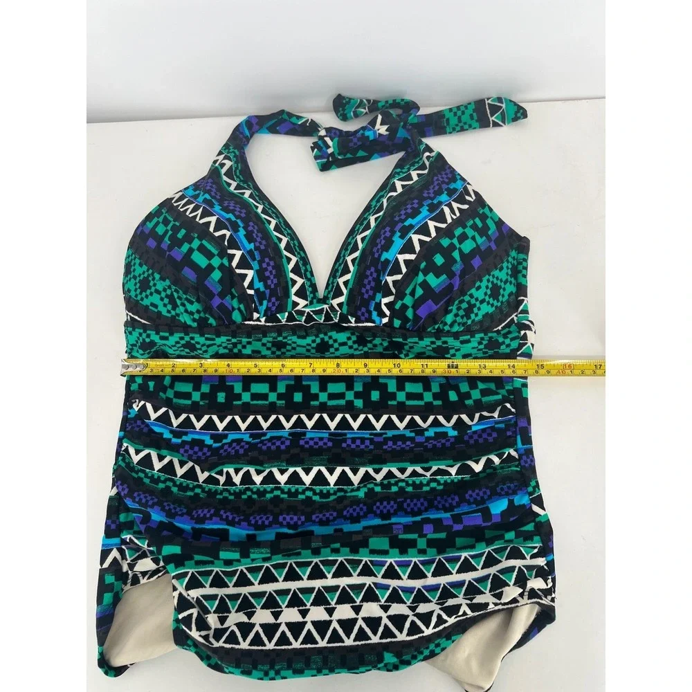 Merona One‎ Piece Swimsuit Halter Geometric Print Swimwear L